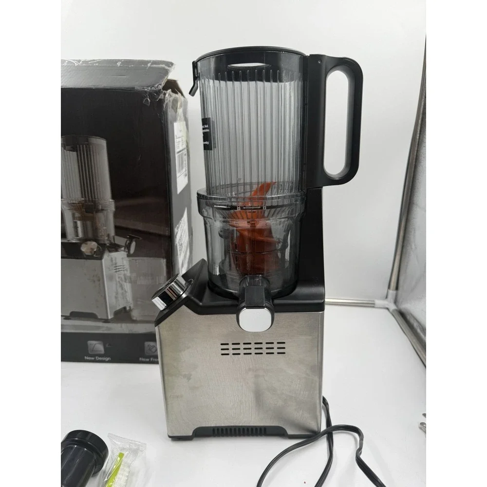 Cold Press Juicer, Wide Feed Chute Juicer Machines, Stainless Steel Slow Mast...